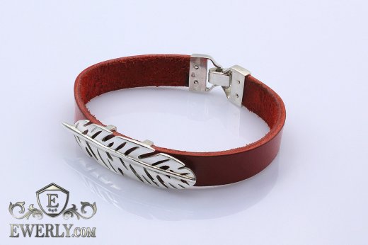 Leather bracelet with silver, фото