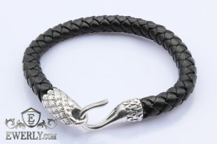 Leather bracelet with silver, фото