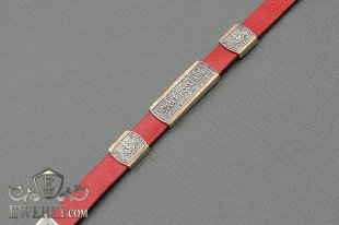 Leather bracelet with sterling silver, фото