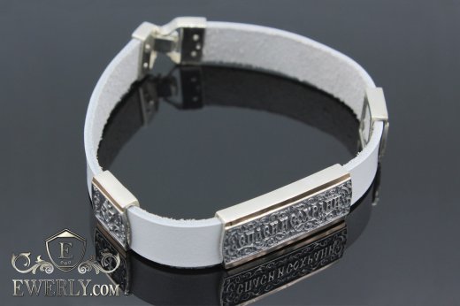 Leather bracelet with silver, фото