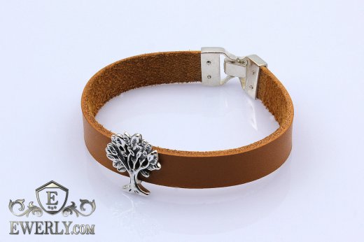 Leather bracelet with sterling silver, фото