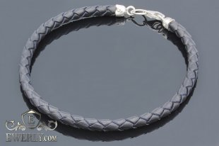 Leather bracelet with sterling silver, фото