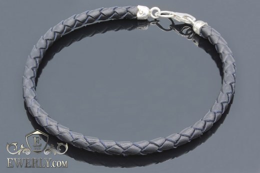 Leather bracelet with sterling silver, фото