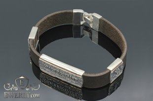 Leather bracelet with sterling silver, фото