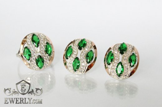 Set : earring of sterling silvers and ring of sterling silver, фото
