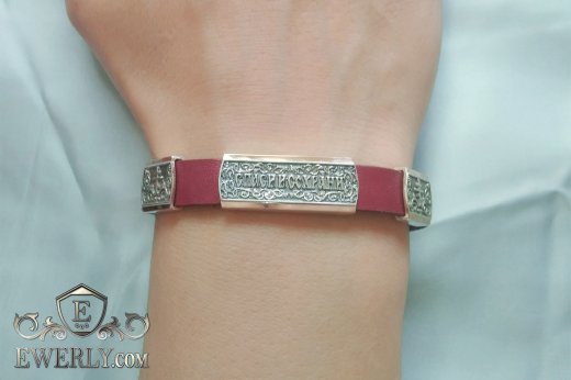 Leather bracelet with silver, фото